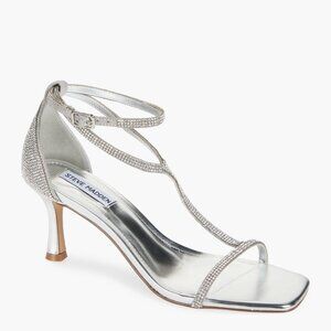 NEW Steve Madden Mayzie T-Strap Sandal (Women) 9.5M, SILVER